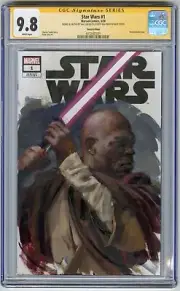 MACE WINDU - STAR WARS #1 - OIL PAINTED SKETCH COVER by Kai Lun Qu CGC 9.8