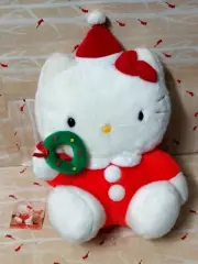 Vintage 1990 Sanrio Hello Kitty Large Sitting 15" Plush Christmas New with Tag