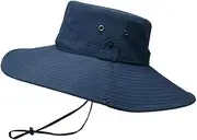 [suiningxiancuilanjiajudian] Hat Men's Sun Hat Outdoor 12cm Oversized Cap Eaves Fisherman Hat Sun Hat Men's Summer Climbing Sun Hat Tibetan Cyan