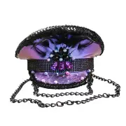 Steampunk Burning Man Rhinestones Feather Captain Cap - Purple Blue
