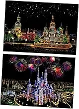 2 Sets Scratch Paper DIY Night View Scratch Board Art for Adults Premium Safe Material Easy to Use Present for Birthdays Celebrations