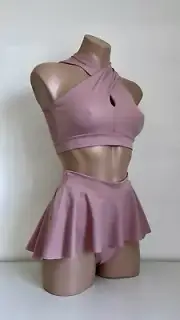 Schminke Ethereal Dance wear pole-dance skater skirt & keyhole crop top matte