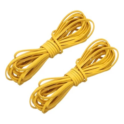 2 Pcs Flat Suede Leather Cord, 5.5 Yards 2.6mm Craft Braid String, Yellow