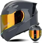 Modular Motorcycle Helmet Flip Up Motorbike Helmet Double Sun Visor Full Face Helmet Lightweight DOT/ECE Approved Crash Helmets for Adults Men Women C,3XL=65-66CM