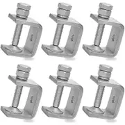 6 Pcs 1 Inch Stainless Steel Small C-Clamp for Woodworking, Heavy Duty Metal U-Clamps Mini Desk -Clamp silver