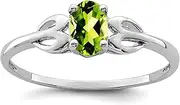 [JewelryWeb] 925 Sterling Silver Polished Peridot Ring 2mm Wide Band Style-Ring for Women