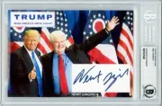 -NEWT GINGRICH- Beckett BAS Signed/Autograph/Auto DONALD TRUMP 5x7 Card - MAGA