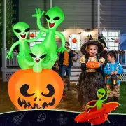 6FT Halloween Inflatable Pumpkin 3 Alien LED Blow Up Outdoor Garden Party Decor