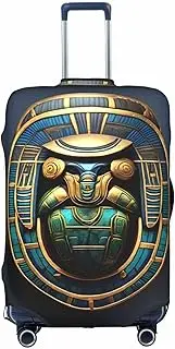 [HTTUP] Egyptian Scarab Print Practical Elastic Washable Travel Luggage Cover with Concealed Zipper for Suitcases, White, Medium