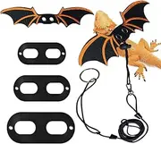 Lizards Leash Bearded Dragon Adjustable Small Reptile Animals Harness 3 Size Soft Leather Harness Lizards Leash with Wing for Small Medium and Large Reptile Animals (Black)