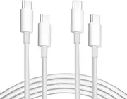 USB C to USB C Cable (2PACK 2M) 3A 60W Fast Charging Cable PD Charger Cable White for MacBook, iPad, iPhone15/16, Samsung Galaxy, Google Pixel, Xiaomi, Kindle Whitepaper