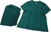[Ieron] Uniform Women V Neck Functional Scrub Tunic Top for Spa/Dental/Elderly Carer/Massage/Salon/Warehouse, Blackish Green XXL