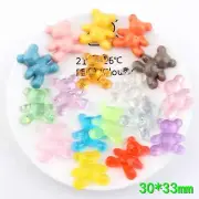 10 Mixed Color Resin Cute Bear Flatback Cabachons 30mm Charms Embellishments