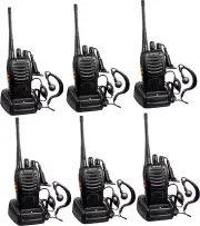Arcshell Rechargeable Long Range Two-Way Radios with Earpiece 6 Pack Clear