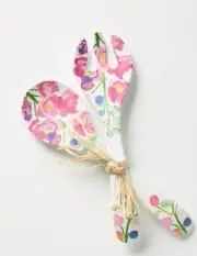 NIP Anthropologie Paint + Petals Bridgette Thornton Servers Set of 2 Spoon Fork