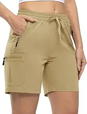 [TBMPOY] Women's Hiking Cargo Shorts Lightweight Quick Dry Athletic Summer Shorts Golf Travel Camping with Zipper Pockets