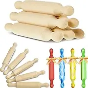 Suclain Wooden Mini Rolling Pin Long Kitchen Baking Small Dough Rolling Pin for Children Fondant Pastry Pizza Crafting and Imaginative Play for Halloween and Christmas Presents (6 Pieces,6 Inches)