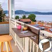 Balcony Bar Table for Railings, Outdoor Folding Deck Rail Table for Patio, Balcony Hanging Desk for Many Railings Compatible, Wooden Bar Serving Table for Porch