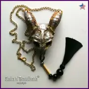 Capricorn Necklace Talisman Amulet Pendant Black Goat Skull Gothic Jewelry Satan