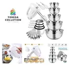 Hand Mixer Electric Mixing Bowls Set, 5 Speeds Handheld Mixer with 5 Nesting ...