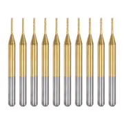 10pcs 0.9mm Titanium Coat Carbide End Mill Engraving CNC Router Bits 1/8" Shank