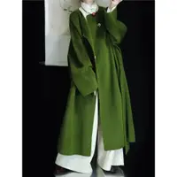在飛比找ETMall東森購物網優惠-vinonita復古洋氣綠色毛呢大衣