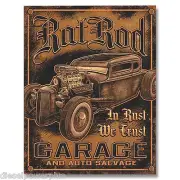 Vintage Replica Tin Metal Sign poster Rat Rod In Rust we Trust Garage Shop 1895