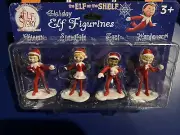 ELF ON THE SHELF HOLIDAY ELF FIGURINE SET FOF 4 CHIPPEY, SNOWFLAKE, ZARF, WORDSW