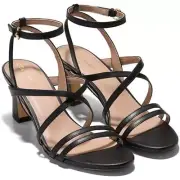 NWT Cole Haan Women's Addie Strappy Sandals Heeled, Black Leather-Size 7