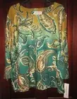 Alfred Dunner Woman New 3X Knit Top Shirt Blouse Emerald Isle Bead Paisley Leaf