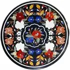 Black Marble Console Table Top Semi Precious Stones Inlaid Work Home Decor 24"