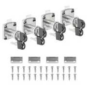 Cylinder Cabinet Cam Lock 1-1/4", 4Pcs Keys Alike Alloy Tool Box Lock,Silver