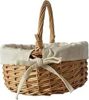Woven Basket - Easy to Carry Wicker Easter Storage Basket | 200 grams Portable Baskets with Handle for Toys, Cloth-Lined Empty Storages for Fruits, Flowers