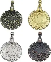 4 Pack Yarn Cutter Pendants Antique Gold Silver Metal Thread Cutter Pendant Round Shape Yarn Cutter Pendant For DIY Sewing Tools
