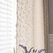 ENJOYBRIDAL Floral Curtains 96 Inch Length 2 Panels Tassel Drapes Rod Pocket Semi-Sheer Boho Daisy Bedroom Living Room Farmhouse Rustic Bohemian Window Curtain Panels