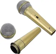 TOYANDONA 2pcs Simulation Microphone Model Realistic Microphone Prop Costume Props Fake Mic Music Studio Decor Costume Plastic Golden