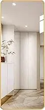 Full Length Mirror, Wall-Mounted Aluminum Frame Full-Length Mirror, No Punching Required Suitable for Bedroom/Living Room and Entryway(Gold,30x120cm)