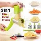 Round Manual Chopper Slicer Rotating Vegetable Slicer Grater 3 Blades HW660