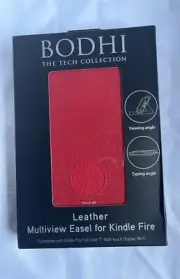 BODHI Italian Leather Kindle Fire Multiview Easel 7” Wi-Fi Multi Touch Red Hot