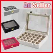 24 Grids Case Display Box Container Glass Storage Organiz Bracelet Watch Jewelry