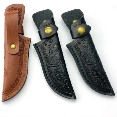 Floral Pattern Leather Straight Knife Sheath Case Buckle for Fixed Blade Sheath