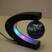 C Shape Magnetic Levitation Floating Globe World Map With LED Lights 408 GOLDEN