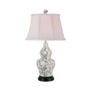 Beautiful Chinese Floral Butterfly Motif Porcelain Gourd Vase Table Lamp 27"