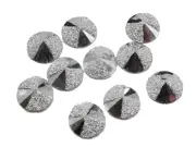 200 Shiny Silver Flatback Acrylic Glitter Bows Rivoli Round Cabochons 12mm
