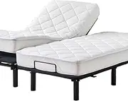 Kingnex Split King Mattress Topper for Adjustable Bed Fluffy Matress Cover Quilted Fitted Mattress Pad with Elastic Pocket