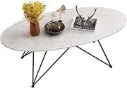 Nordic Oval Marble Coffee Table Living Room Wrought Iron Simple Black Metal Base Side Table Modernniture End Table Feito na China Comfortable Anniversary