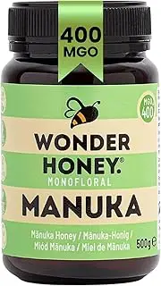 Wonder Honey Raw Manuka Honey New Zealand MGO400 (13+) Tested for 26 Markers, Traceable, Natural Soothing for Sore Throat, Cough - Aids Digestion - Triple Sealed for safety in a Protective Box (500g)