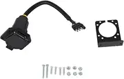 4 Flat to 7 Way Round Blade Trailer Plug Connector with Mounting Bracket Ideal for Commercial Vehicles Trailers RVs and Cars Operating at 6 to 24V