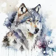 Fabric Panel Winter Wolf 100% Cotton 8"x8" Quilting Panel Square A98