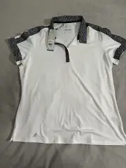 Adidas Polo Shirt Womens Size XL White Golf Climalite Lightweight Stretch Cotton